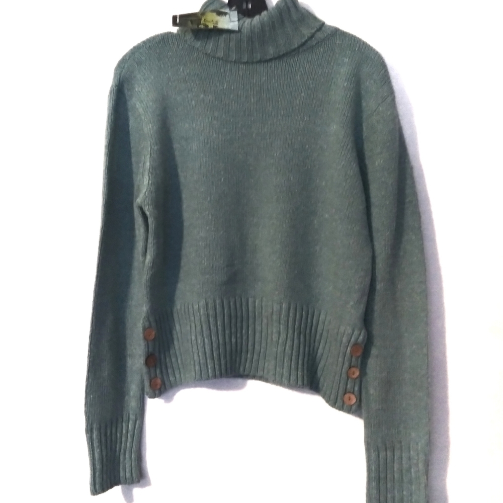 Carve Designs Blue Turtleneck Sweater Silk Wool blend, size XL